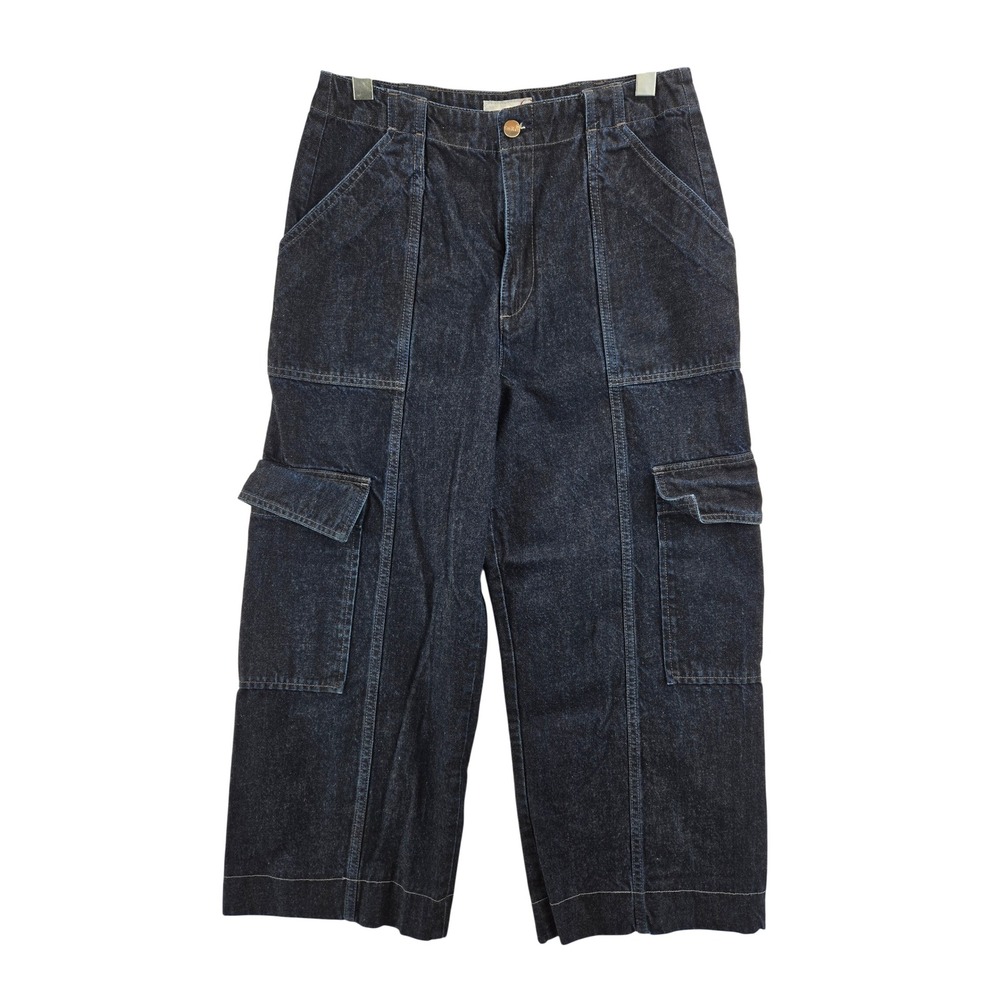 AG x EmRata Amia Wide Leg Cargo Jeans Prince St Dark Indigo Blue Womens 29 Crop